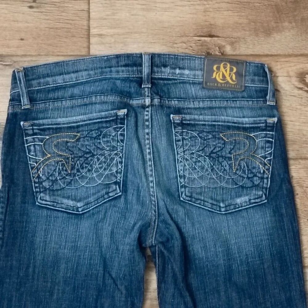 Vintage Y2K Rock & Republic Jaguar Stellar Low Rise Bootcut Denim Jeans 1250